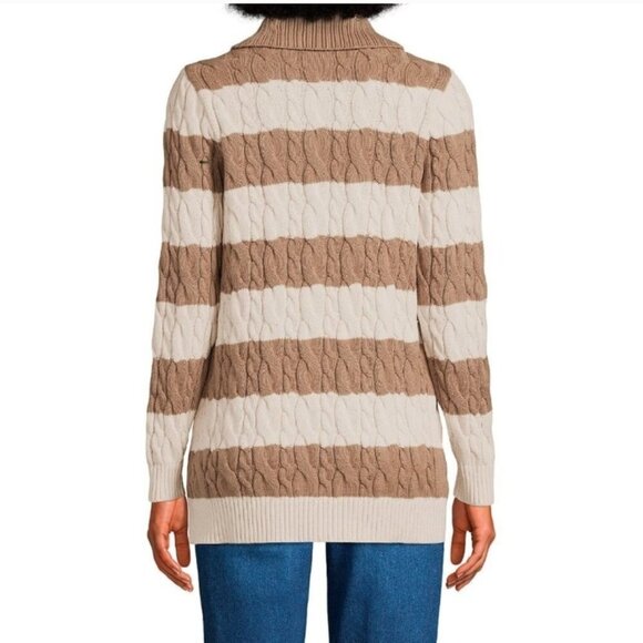 Lands' End Size 1X Cotton Cable Knit Button Down Cardigan Sweater - Picture 4 of 13